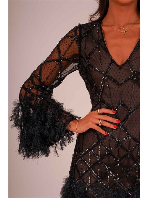 Abito corto in tulle e paillettes twins fantasy | T5007BLACK